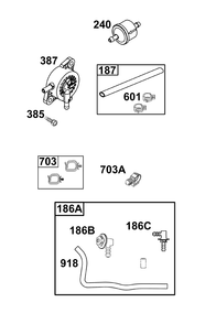 Fuel Supply Group Diagram and Parts List for 44N677-0053-B5 400000 - 699999 Briggs and Stratton Engine